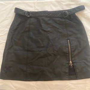 free people black leather skirt